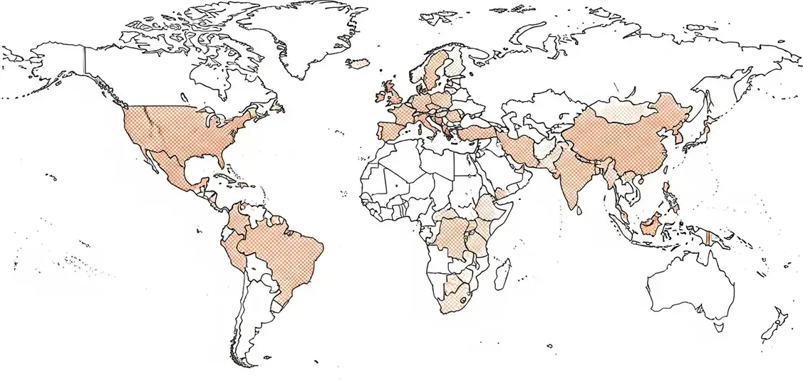 Carte des zones à risque · Encéphalite japonaise